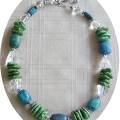 Green turquoise with azurite and rock quartz necklace. TN4  