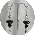Sard onyx and rock crystal sterling earrings.  E1227  Dangle is 1.5&quot; long   $30.00