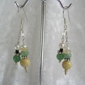 Yellow jasper, aventurine and freshwater pearl sterling earrings.  ED1225  Dangle is 1.5" long   $32.00