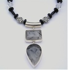 Close up of RN1059  Double rutilitic quartz sterling pendant necklace